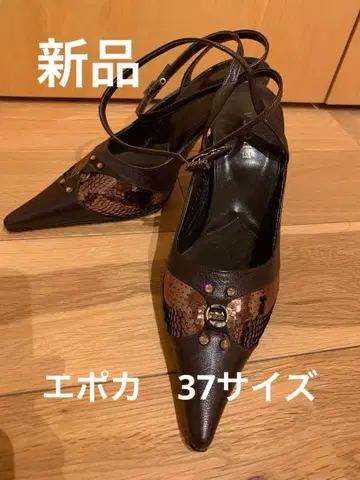 새상품 에포카 브라운 스팽글 스틸레토 하이힐 37 사이즈