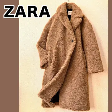 [ 새상품급 ] ZARA 엑스트라 롱 페이크 보아 테디베어 코트 베이지