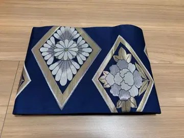 네이비 꽃무늬 자수 나고야 오비