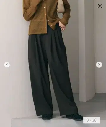 BEAUTY&YOUTH 모 폴리에스테르 블렌드 와이드 턱 팬츠