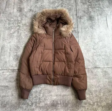 브라운 다운 자켓 퍼 포함