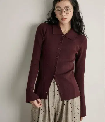 THE YOn 리브 니트 폴로 가디건