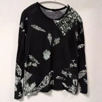 블랙 추상 패턴 긴팔 티셔츠