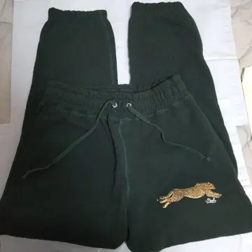 NOAH 레오파드 자수 다크 그린 스웨트 팬츠 [ 새상품: 택 포함 ]