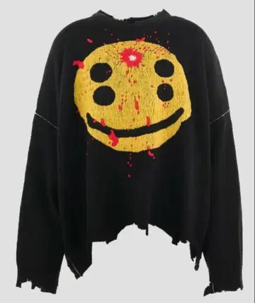 스마일리 페이스 자수 니트 L 사이즈