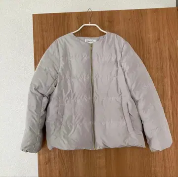 데셍 노카라 다운 자켓 라이트 베이지