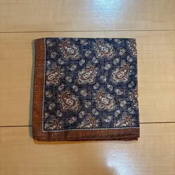 미러 미러 포켓 치프 다크 블루 브라운 페이즐리 무늬