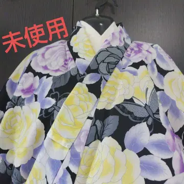 미사용 워셔블 기모노 모란 나비