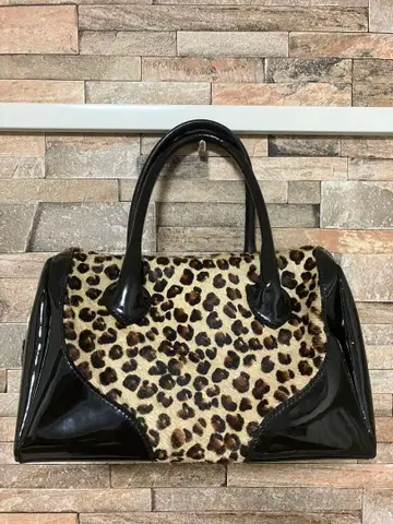 FURLA 훌라 송치 레오파드 에나멜 미니 보스턴/핸드백