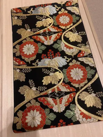 니시진 노포 마이즈루 고급 후쿠로 오비 아름다운 기모노 약간 하자 있음