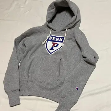 새상품급 Champion 빨간색 택 리버스 위브 PENN 그레이 후드티