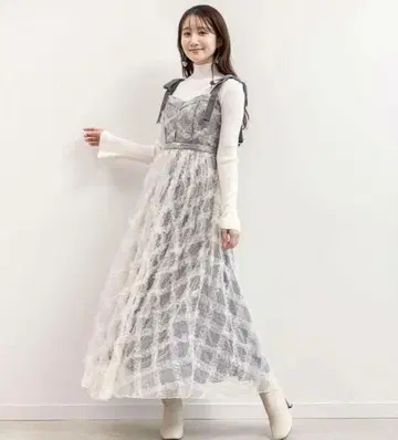 RANDA 도트 튤 디자인 원피스 GRAY 1 사이즈