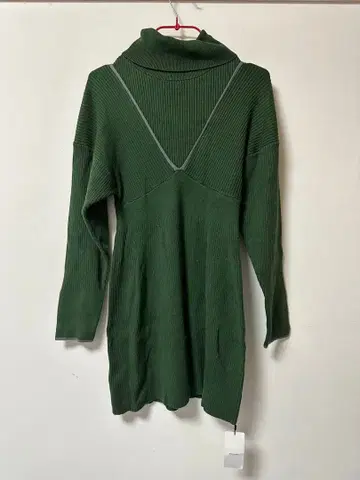 moussy 마우지 니트 스웨터 튜닉 원피스 그린