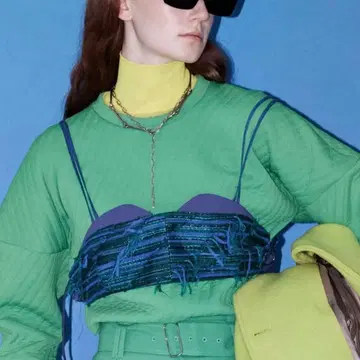 MAISON SPECIAL 사이드 슬릿 프린지 뷔스티에