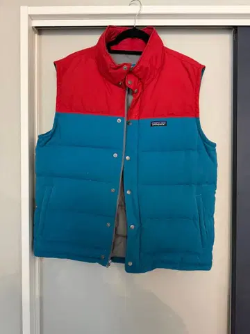 Patagonia 다운 베스트 L 레트로 배색 빨간색 x 파랑 남성용