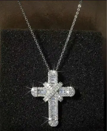 [ 미사용 ] 실버 크로스 펜던트 목걸이