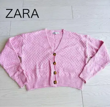 ZARA 핑크 니트 가디건 크롭