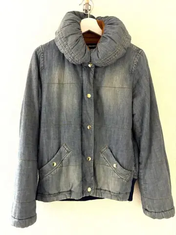 메르시보쿠 옷깃 볼륨 데님 보아 블루종