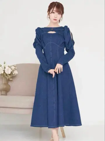 로제 뮤즈 denim logo charm dress 데님 원피스