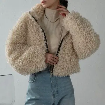 r. 푸들 퍼 W 지퍼 크롭 자켓