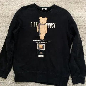 핑크하우스 긴팔 트레이닝복 패치워크 블랙 블랙 티셔츠 M 곰돌이