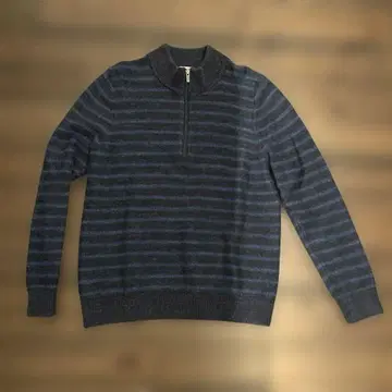 [ 90s ] L.L.Bean 하프 지퍼 보더 코튼 니트 네이비