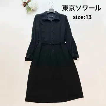 세련된 도쿄 소와르 롱 원피스 블랙 벨트 빅 사이즈 13호 긴팔