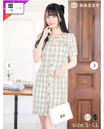 DAZZY 체크 무늬 트위드 드레스