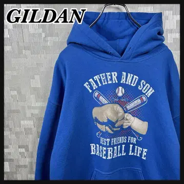 길단 후드티 맨투맨 풀오버 남성용 L 블루 파랑 야구 구제 의류