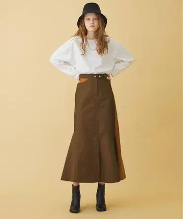 브라운 플레어 롱 스커트