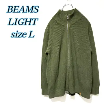 [새상품급] BEAMS LIGHT 드라이버즈 니트 블루종 카키 L