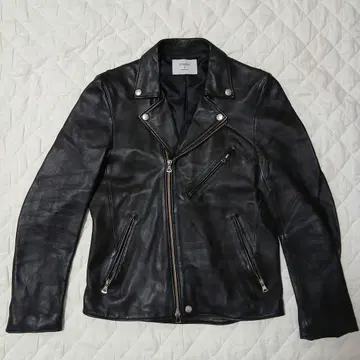 STUDIOUS 블랙 가죽 더블 라이더 자켓 사이즈 2