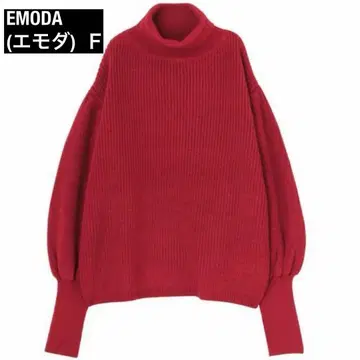 EMODA (에모다) 하이넥 니트 스웨터 턱 볼륨 니트