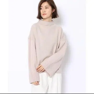 GALERIE VIE 울 나일론 콤비 보틀넥 풀오버 그레이