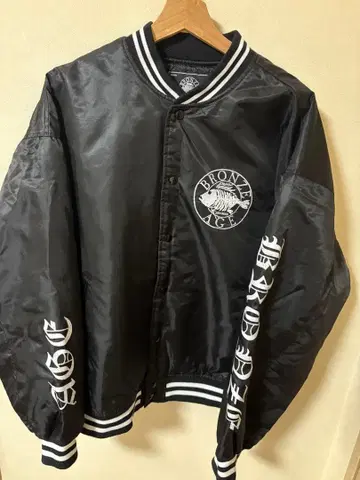 BRONZE AGE 블랙 바시티 자켓 L 사이즈 MA-1 블랙