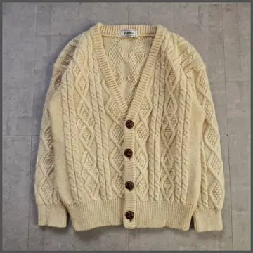 vintage 울 100% 피셔맨 니트 아란 니트 여성 빈티지