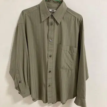 UNIQLO U 스트라이프 셔츠 S 사이즈 카키
