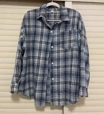 IFUSHI 블루 계열 체크 무늬 긴팔 셔츠