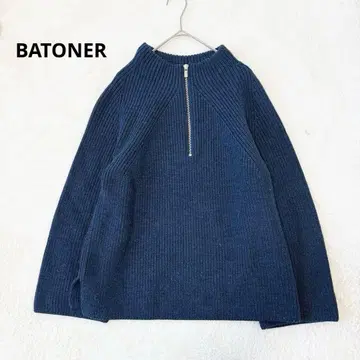 바토너 니트 풀오버 하프 지퍼 SHARE PARK 미사용급 네이비