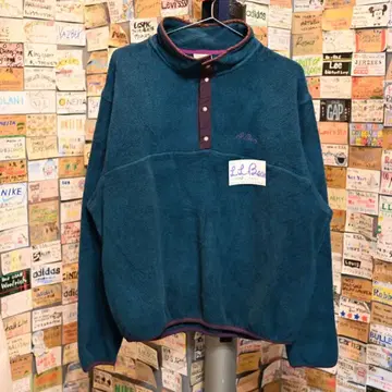 80s L.L.Bean 로고 자수 바이컬러 스냅 타입 플리스 풀오버