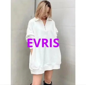 [ 미사용 새상품 ] EVRIS 하프 지퍼 맨투맨 상의 화이트 F
