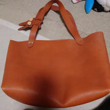 오렌지 가죽 토트백 빅