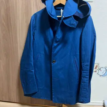 오르시발 남성용 후드 부착 블루 코튼 자켓