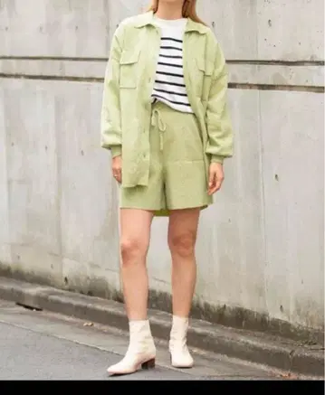 [ 새상품급 ] SeaRoomlynn 하프 팬츠 LINEN 그린 룸웨어