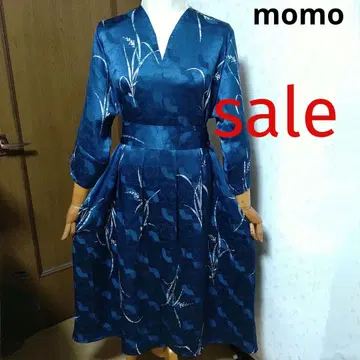 sale! 순수 실크 허리 리본 포함 턱 디테일 원피스 기모노 리메이크