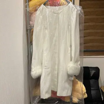 화이트 롱 코트 M