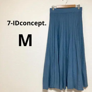 세븐아이디 컨셉 여성용 니트 롱 플레어 스커트 스카이블루 M
