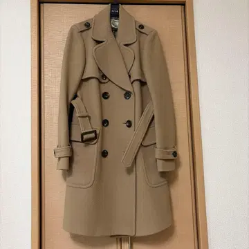 AULA AILA 베이지 더블 브레스트 체스터 코트