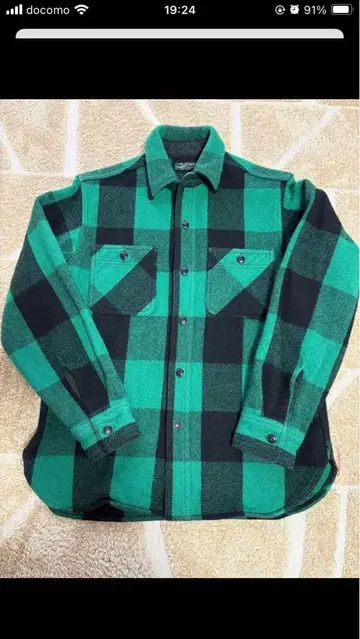 SUGAR CANE 그린 블랙 체크 플란넬 셔츠 M 사이즈