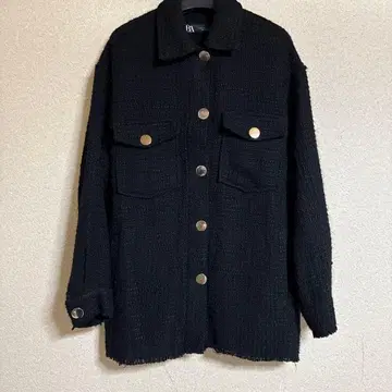 ZARA 트위드 블랙 미디 기장 자켓